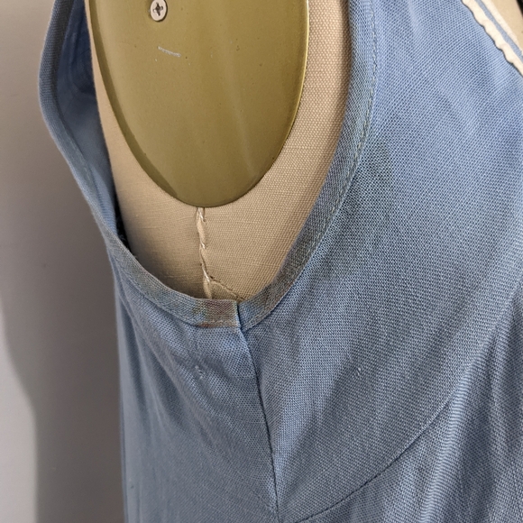 (41) vtg 1940s blue white day dress - Picture 3 of 5